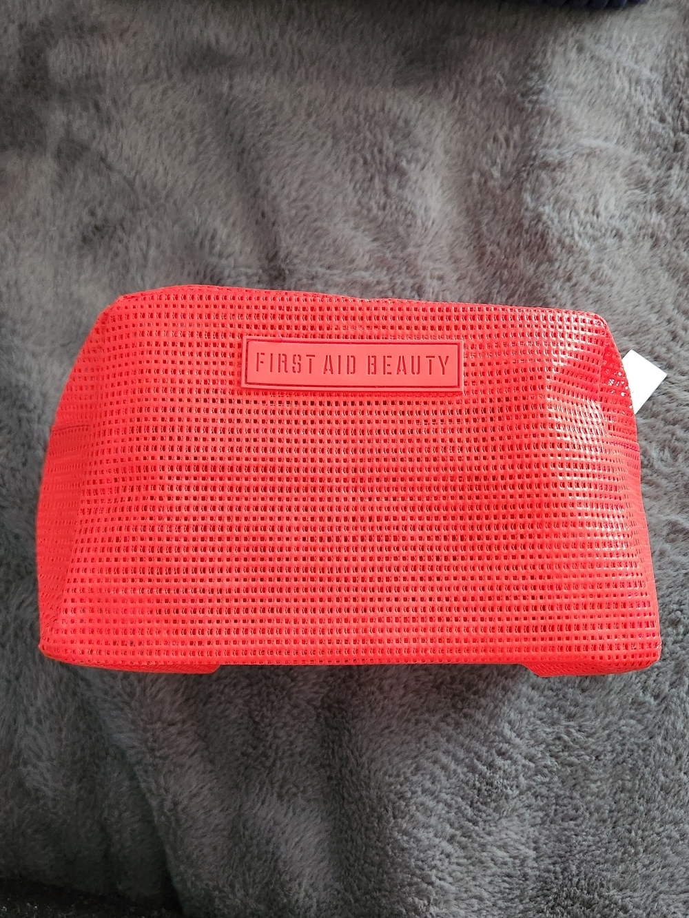 First Aid Beauty Bright Red Mesh Cosmetic Pouch